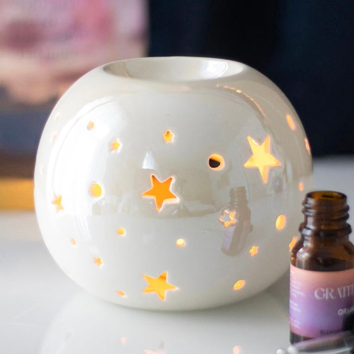 White Iridescent Star Wax Burner