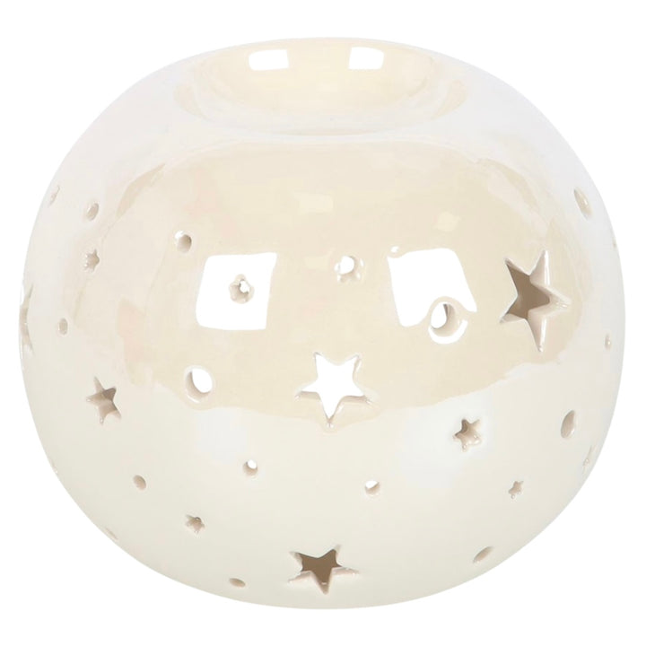 White Iridescent Star Wax Burner