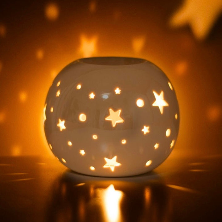 White Iridescent Star Wax Burner