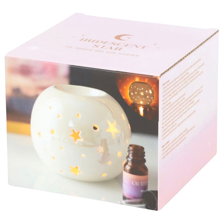 White Iridescent Star Wax Burner