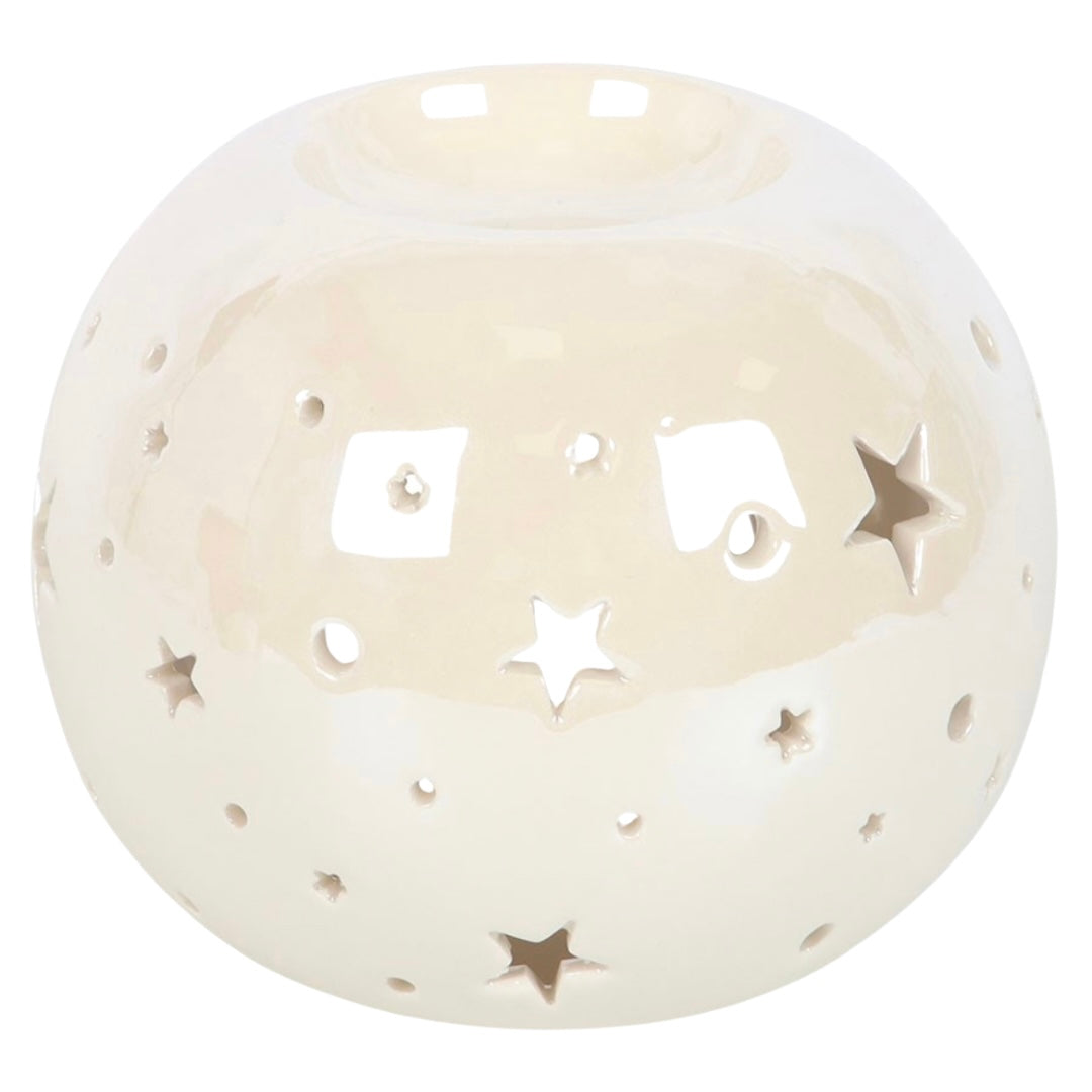 White Iridescent Star Wax Burner